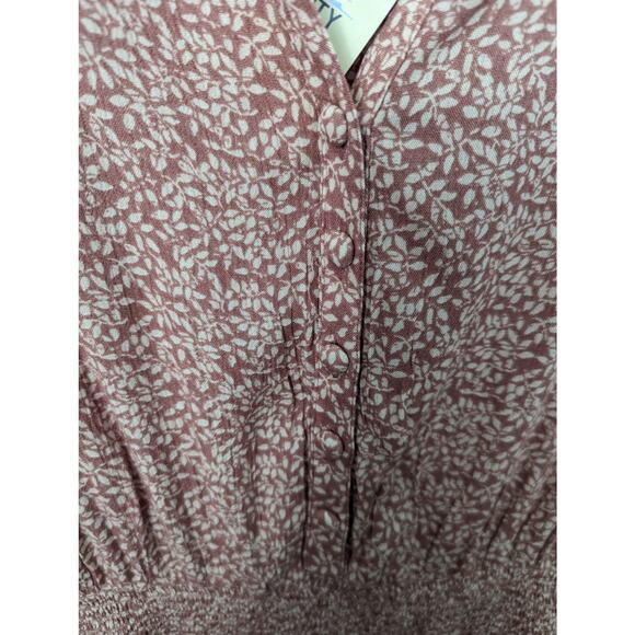 Faherty Montara Dress Mauve Pink Leaf Batik Mini Smocked Waist M NEW - Picture 10 of 12